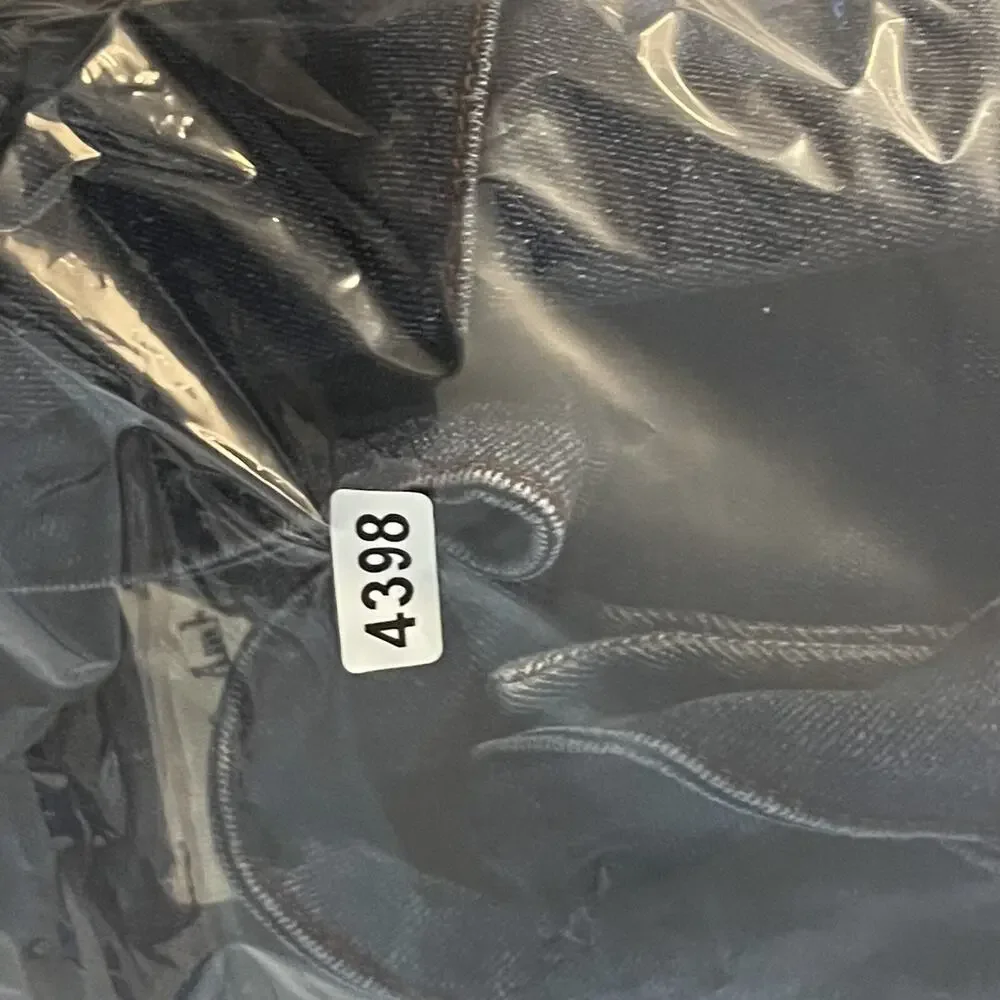 Aaron & Amber Denim Top Womens Large Blue Puff Sleeve Tie Neck Snap Button Heavy - Picture 15 of 16